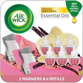 img 4 attached to Air Wick Plug in Scented Starter Kit, 2 Warmers + 6 Refills, Vanilla & Pink Papaya, Essential Oils, Pack of 8