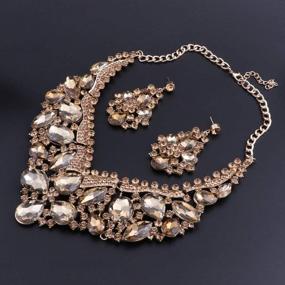 img 1 attached to Statement Rhinestone Crystal Necklace Champagne