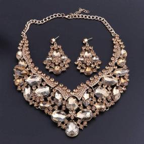 img 2 attached to Statement Rhinestone Crystal Necklace Champagne