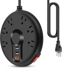 img 4 attached to 💡 GLCON Power Strip Surge Protector: 6 AC Outlets, 3 USB Ports, 18W PD Fast Charging, Flat Plug - Home Office Extension Cord with Type-A Type-C Hub Charger