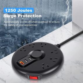 img 1 attached to 💡 GLCON Power Strip Surge Protector: 6 AC Outlets, 3 USB Ports, 18W PD Fast Charging, Flat Plug - Home Office Extension Cord with Type-A Type-C Hub Charger