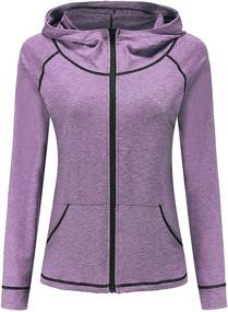 img 3 attached to 🏃 DancingCat Women's Workout Hoodie: Lightweight Active Full-Zip Running Track Jacket