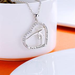 img 3 attached to Sterling Silver Gymnastics Necklace for Girls - Gymnast Heart Pendant: Inspiring Sport and Ballerina Jewelry Gift for Birthdays and Christmas