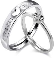 uloveido 2-piece adjustable his and hers engagement ring set, puzzle matching heart wedding bands - ideal couples gifts (model lb018) logo