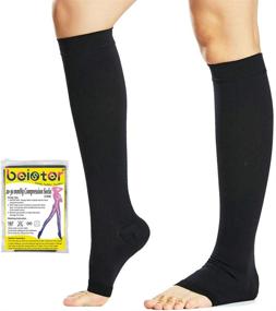 img 4 attached to 🧦 Beister Knee High Compression Socks - 20-30 mmHg Support for Men and Women with Calf Varicose Veins