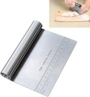 🍰 stainless steel mirror polished pro dough pastry scraper/cutter/chopper with measuring scale - multipurpose cake and pizza cutter - pastry bread separator scale knife (1) logo