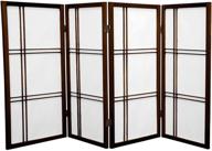 oriental furniture 3 ft. tall double cross shoji screen - walnut - 4 panels: elegant room divider for privacy and decor logo