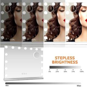 img 2 attached to 🪞 22.8" x 18.1" Vanity Makeup Mirror with Light - Ohuhu 3 Color Lighted Mirror, 15 Dimmable Bulbs, Tabletop & Wall Mounted, Smart Touch Control - Ideal Christmas Gift