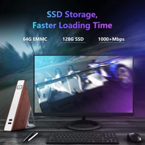 img 1 attached to 💻 Portable Windows 10 Pro Desktop Computer, Mini PC with Intel Celeron N3450 2.2GHz Quad-core CPU, 8GB RAM, 64GB eMMC, 128GB SSD, WiFi, Bluetooth 4.0, 4K HDMI Output, Gigabit Ethernet Port, Ideal for Work and Movies