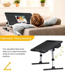 img 2 attached to Black Adjustable Laptop Desk for Bed with Storage – Ideal Lap Desk for 17inch Laptops, Sofa Work, Home Office, and Portability