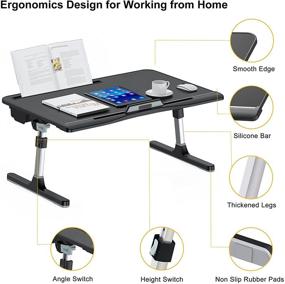 img 1 attached to Black Adjustable Laptop Desk for Bed with Storage – Ideal Lap Desk for 17inch Laptops, Sofa Work, Home Office, and Portability