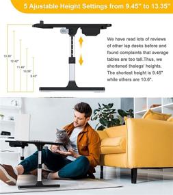 img 3 attached to Black Adjustable Laptop Desk for Bed with Storage – Ideal Lap Desk for 17inch Laptops, Sofa Work, Home Office, and Portability