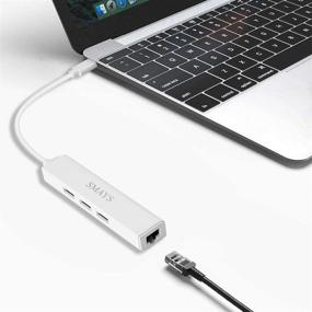 img 1 attached to 🔌 USB C OTG Hub with Ethernet Adapter for Samsung Galaxy S9 S10 S8 and MacBook (Air/Pro) - Wired LAN Internet Connection and External Storage Compatible