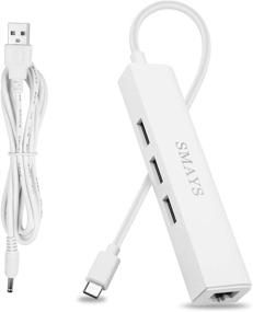img 4 attached to 🔌 USB C OTG Hub with Ethernet Adapter for Samsung Galaxy S9 S10 S8 and MacBook (Air/Pro) - Wired LAN Internet Connection and External Storage Compatible