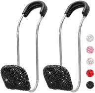 savori car headrest hooks with bling rhinestones - universal auto back seat headrest hangers for bags, purses, clothes, and groceries - set of 2 (black) logo