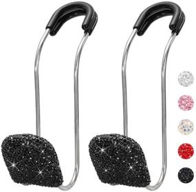 img 4 attached to SAVORI Car Headrest Hooks with Bling Rhinestones - Universal Auto Back Seat Headrest Hangers for Bags, Purses, Clothes, and Groceries - Set of 2 (Black)