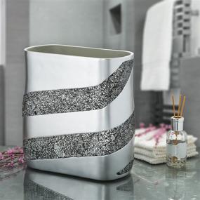 img 3 attached to 🚮 DWELLZA Silver Mosaic Bathroom Trash Can - Decorative Wastebasket for Stylish Bathrooms