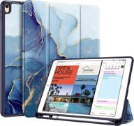 📱 fintie slimshell case for ipad air 3rd generation 10.5" 2019 / ipad pro 10.5 inch 2017 - built-in pencil holder, lightweight smart stand, soft tpu back cover, auto wake/sleep (ocean marble) логотип