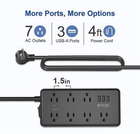 img 3 attached to 💡 TROND Power Strip Surge Protector with 7 Widely-Spaced Outlets, 3 USB Ports, and 1700 Joules – ETL Listed, Ideal for TV, Desktop, Home Office – Black