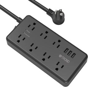 img 4 attached to 💡 TROND Power Strip Surge Protector with 7 Widely-Spaced Outlets, 3 USB Ports, and 1700 Joules – ETL Listed, Ideal for TV, Desktop, Home Office – Black