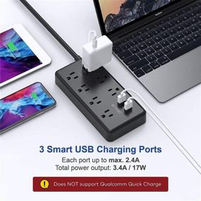 img 2 attached to 💡 TROND Power Strip Surge Protector with 7 Widely-Spaced Outlets, 3 USB Ports, and 1700 Joules – ETL Listed, Ideal for TV, Desktop, Home Office – Black