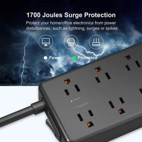 img 1 attached to 💡 TROND Power Strip Surge Protector with 7 Widely-Spaced Outlets, 3 USB Ports, and 1700 Joules – ETL Listed, Ideal for TV, Desktop, Home Office – Black