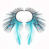 🦚 dorisue eyelashes: alluring blue point peacock printed feather false eyelashes - volume & extra extension for mesmerizing eye makeup - blue color - one pair logo