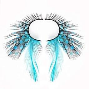 img 4 attached to 🦚 Dorisue Eyelashes: Alluring Blue Point Peacock Printed Feather False Eyelashes - Volume & Extra Extension for Mesmerizing Eye Makeup - Blue Color - One Pair