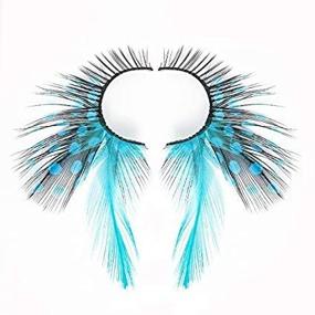 img 2 attached to 🦚 Dorisue Eyelashes: Alluring Blue Point Peacock Printed Feather False Eyelashes - Volume & Extra Extension for Mesmerizing Eye Makeup - Blue Color - One Pair