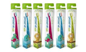 img 4 attached to 🌿 Экологически чистые детские зубные щетки: Preserve Recycled (Сделано в США), мягкие щетинки, 6 штук в разных цветах