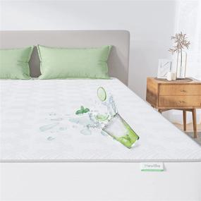 img 4 attached to 💦 Novilla Waterproof Mattress Protector Queen: Ultra Soft Bamboo Fiber Surface, Noiseless & Breathable, Fitted 8"-18" Deep Pocket, White