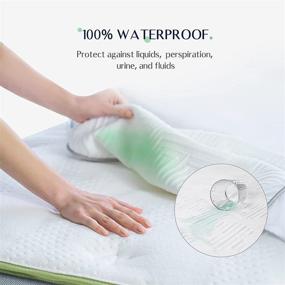 img 2 attached to 💦 Novilla Waterproof Mattress Protector Queen: Ultra Soft Bamboo Fiber Surface, Noiseless & Breathable, Fitted 8"-18" Deep Pocket, White