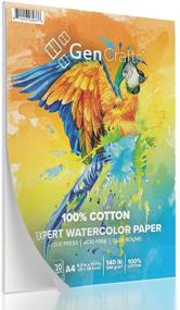 img 4 attached to 🎨 GenCrafts 100% Cotton Watercolor Paper Pad - A4 8.3x11.7" - 20 Sheets (140lb/300gsm) - Cold Press Acid Free Art Sketchbook Pad for Painting & Drawing - Wet & Mixed Media