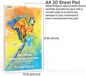 img 2 attached to 🎨 GenCrafts 100% Cotton Watercolor Paper Pad - A4 8.3x11.7" - 20 Sheets (140lb/300gsm) - Cold Press Acid Free Art Sketchbook Pad for Painting & Drawing - Wet & Mixed Media