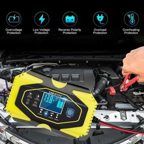 img 2 attached to 🔋 Shentec Smart 7-Stage LCD Display Car Battery Charger and Maintainer, 12V 6A / 24V 3A, for Car, Motorcycle, Lead-Acid Battery