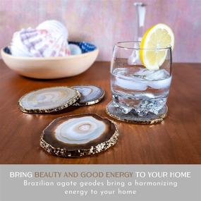 img 2 attached to 🔮 Luma Gems Agate Coasters Plated: Exquisite and Durable Drink Coasters