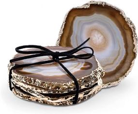 img 4 attached to 🔮 Luma Gems Agate Coasters Plated: Exquisite and Durable Drink Coasters