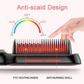 img 3 attached to 🔥 Топовая расческа-выпрямитель для волос с встроенным гребнем - быстрое нагревание, защита от ожогов, 13 уровней температуры, ЖК-дисплей - идеально подходит для дома, путешествий и салона.