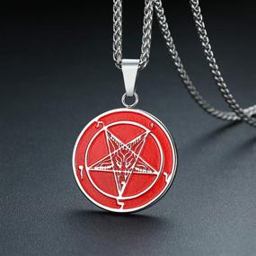 img 1 attached to MPRAINBOW Men Pendant Necklace: Stainless Steel Seal of Lucifer/Satan Religious Jewelry - Unleash Your Dark Side!
