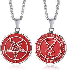 img 3 attached to MPRAINBOW Men Pendant Necklace: Stainless Steel Seal of Lucifer/Satan Religious Jewelry - Unleash Your Dark Side!