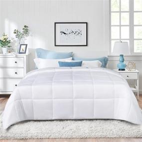 img 4 attached to 🌿 Supodon Bamboo Comforter Set Queen Size - Cooling White Duvet Insert with 2 Pillowcases for All Seasons