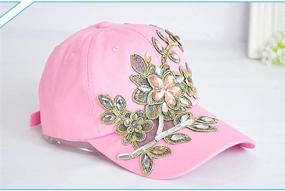 img 1 attached to 💎 Gudessly Bling Women Baseball Cap: Stylish Flower Snapback with Rhinestones - Adjustable Denim Jeans Hat for Sun Protection