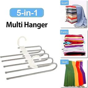 img 3 attached to 👖 Space Saving Pants Hangers Organizer - 5 Layered Non-Slip Magic Rack for Closet - Multiple Hangers for Trousers, Jeans, Scarves, Slack (2 Pack, White)