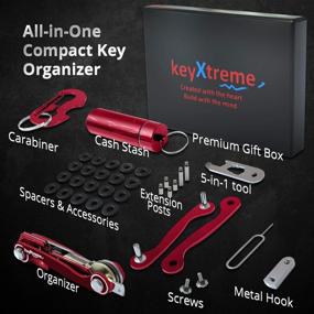 img 3 attached to 🔑 Red Smart Keychain Organizer with Improved Anti-Loosening System - Holds up to 42 Standard Keys, Includes 10+ Tools and Cash Stash