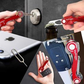 img 2 attached to 🔑 Red Smart Keychain Organizer with Improved Anti-Loosening System - Holds up to 42 Standard Keys, Includes 10+ Tools and Cash Stash