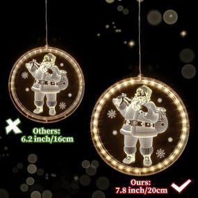 img 3 attached to 🎅 Enlarged LED Christmas Window Lights Decorations: Festive Santa Claus Accent for Indoor and Outdoor Décor, Battery Operated 3D Hanging Lights for Fireplace, Christmas Tree, and Bedroom Ambiance