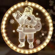 🎅 enlarged led christmas window lights decorations: festive santa claus accent for indoor and outdoor décor, battery operated 3d hanging lights for fireplace, christmas tree, and bedroom ambiance логотип