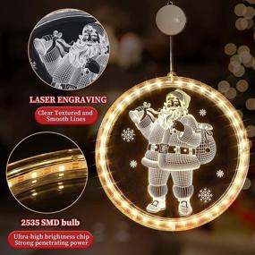 img 1 attached to 🎅 Enlarged LED Christmas Window Lights Decorations: Festive Santa Claus Accent for Indoor and Outdoor Décor, Battery Operated 3D Hanging Lights for Fireplace, Christmas Tree, and Bedroom Ambiance