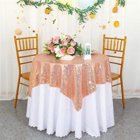 img 4 attached to 🌹 ShiDianYi Sparkling 50X50 Rose Sequin Tablecloth