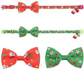 img 1 attached to 🎅 PUPTECK Christmas Cat Collar with Santa Claus Bell - 2 Pack Cute Breakaway Collar Set for Cats and Dogs